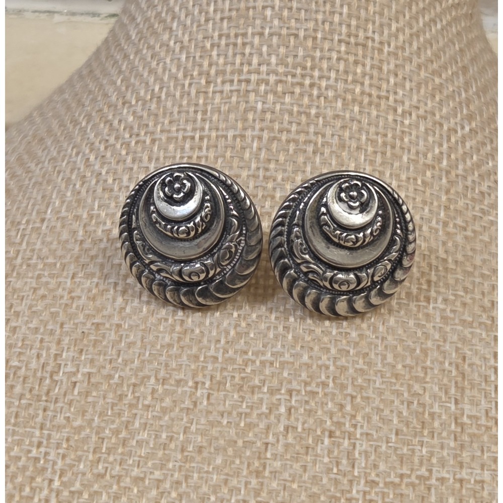 Unique Vintage‎ Sterling Silver Screw Back Earrings